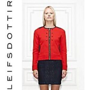Leifsdottir Anthropologie colonel cardigan Red 100% wool sweater jacket small